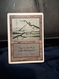 Swamp Land MTG Miscut Card ERROR W/grooves From Cutting Blade - Image 2