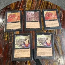 1999 MTG Black X5 Lot Yawgmoth's Bargain, Carnival Of Souls, Conspiracy Magic - Image 1