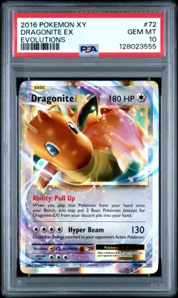2016 POKEMON XY EVOLUTIONS #72 DRAGONITE EX PSA 10 - Image 1