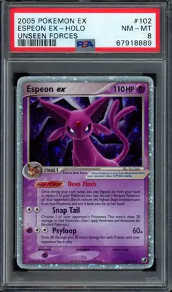 Pokemon Espeon ex Holo 2005 EX Unseen Forces #102 PSA 8 NM-MT - Image 1