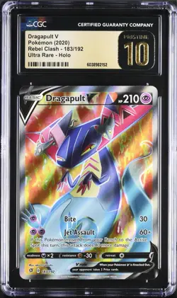 CGC 10 PRISTINE Dragapult V 183/192 Rebel Clash Ultra Rare Full Art Pokemon POP7 - Image 1