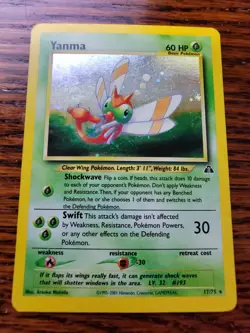 Pokemon TCG Card English Unlimited Neo Discovery Yanma 17/75 Holo Rare MP - Image 1