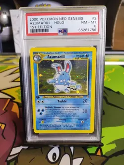Azumarill Neo Genesis 1st Edition Holo #2 PSA 8 NM-MT 2000 Vintage Pokemon 2/111 - Image 1