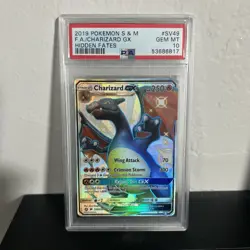 2019 POKEMON SUN & MOON HIDDEN FATES #SV49 FULL ART/CHARIZARD GX PSA 10 - Image 1
