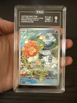 Castform Sunny Form 195/191 Illustration Rare 2024 Pokemon Surging Sparks TAG 9 - Image 3
