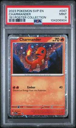 2023 POKEMON SVP EN-SV BLACK STAR PROMO 151 POSTER COLL #047 CHARMANDER PSA 9 - Image 1