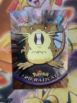Raticate #20 - BLACK Logo - Texture HOLO FOIL- SERIES 1 - TOPPS POKEMON CARD NM - Image 1
