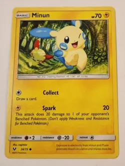 Minun Shining Legends Series Pokemon Card 34/73 great condition - Image 1