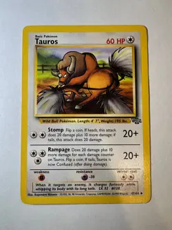 Tauros #47/64 | Vintage 1999 WOTC Pokemon Cards | Jungle Set | Near Mint - Image 1