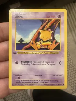 ABRA Pokemon Card - WOTC - 1st Edition - Base Set - Shadowless - 43/102 - Image 1