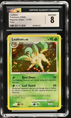 CGC 8 Leafeon 2008 Majestic Dawn 7/100 Holo SWIRL Pokemon Card - Image 1