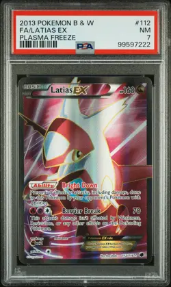 2013 POKEMON B&W PLASMA FREEZE #112 FULL ART/LATIAS EX PSA 7 - Image 1