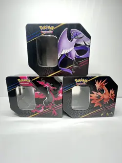 Pokemon TCG x3 Crown Zenith Galarian Bird Tins *EMPTY* Zapdos Articuno Moltres - Image 1