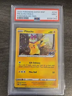 Pikachu SWSH234 Pokemon Go Tins Black Star Promo 2022 PSA 9 Mint - Image 1