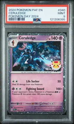 Ceruledge 40/91 Paldean Fates Pokemon Day 2024 Cosmos Promo Pokemon TCG PSA 9 - Image 2