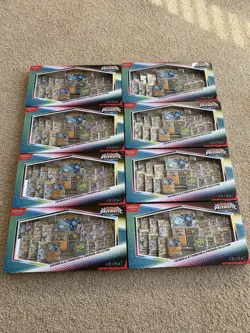 8 x Pokemon Prismatic Evolutions Lucario EX and Tyranitar EX Premium Collection - Image 1