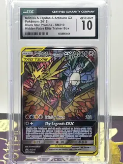 2019 POKEMON #SM210 MOLTRES & ZAPDOS & ARTICUNO GX CGC 10 GEM MINT - Image 1