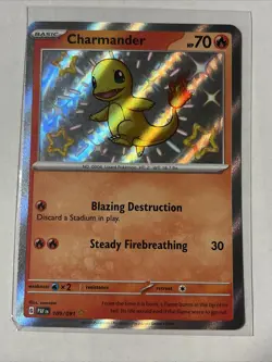 Pokemon TCG Charmander 109/091 Shiny Rare Holo Card Paldean Fates - Image 1