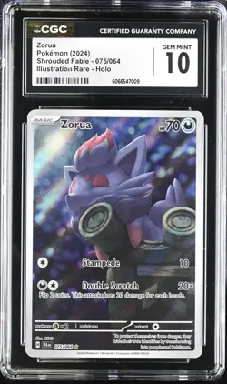 Zorua 075/064 Illustration Rare Shrouded Fable CGC 10 Graded Pokemon Card - Image 1