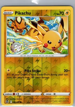 Pikachu 049/195 Reverse Holo SWSH12: Silver Tempest - Pokemon Card - NM - Image 1