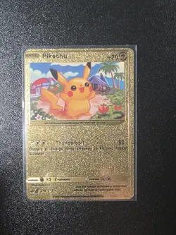 Pikachu 075/073 HP70 Pokemon Gold Textured Foil Fan Art Collector Card NM/M - Image 1