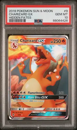 2019 POKEMON TCG SUN & MOON HIDDEN FATES #9 CHARIZARD GX CARD PSA 10 GEM MINT - Image 1