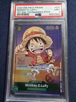 Monkey D. Luffy P-037 One Piece Promo Card TCG 1st Anniversary Stamp Foil PSA 9 - Image 1