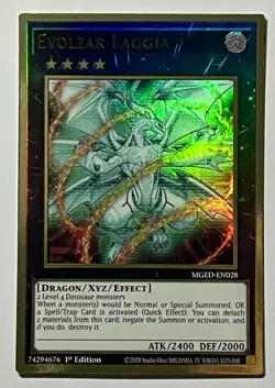 Evolzar Laggia MGED-EN028 (NM) Premium Gold Rare 1st Edition YuGiOh! TCG - Image 1