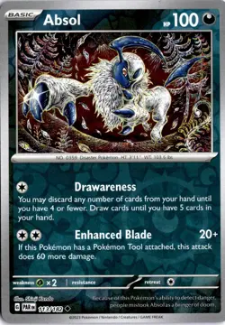 Absol 113 Uncommon Reverse Holo Paradox Rift Pokemon Card Near Mint - Image 1