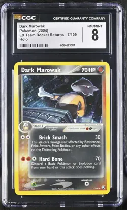 CGC 8 Dark Marowak 2004 EX Team Rocket Returns 7/109 Holo Pokemon Card - Image 1