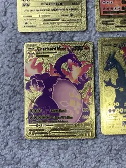 Set of 4 Pokemon Charizard Gold Foil Fan Art Display Cards NM - Image 4