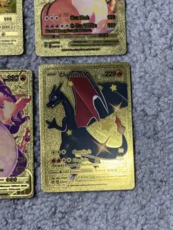 Set of 4 Pokemon Charizard Gold Foil Fan Art Display Cards NM - Image 5