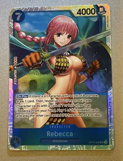 One Piece Card Game OP10-058 Rebecca SR English Royal Blood Foil NM Pack Fresh - Image 1