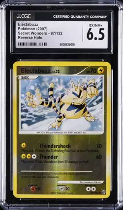 2007 SECRET WONDERS POKEMON 87/132 REVERSE HOLO #87 ELECTABUZZ CGC 6.5 - Image 1