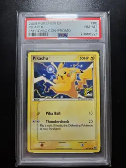 Pokemon Pikachu EX Emerald San Diego Comic Con Promo #60 PSA 8 - Image 1
