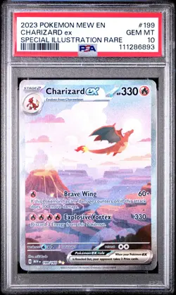 2023 POKEMON MEW EN-151 SPECIAL ILLUSTRATION RARE #199 CHARIZARD EX PSA 10 - Image 1
