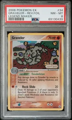 2006 Pokemon EX Legend Maker 34 Graveler Reverse PSA 8 NM-MT - Image 1
