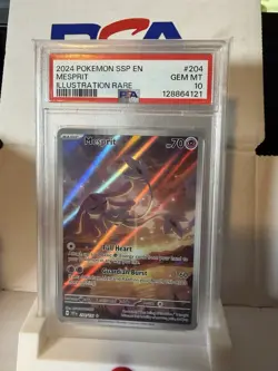 Pokemon TCG Mesprit 204/191 Surging Sparks Illustration Rare Card, PSA 10 Gem MT - Image 1