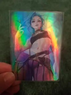 BLUE HAIR FANTASY WOMAN RAINBOW FOIL WAIFU ANIME CARD - Image 2