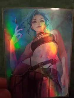 BLUE HAIR FANTASY WOMAN RAINBOW FOIL WAIFU ANIME CARD - Image 3