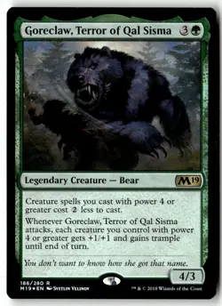MTG Foil Goreclaw, Terror of Qal Sisma - M19 Moderately Played English - Image 1