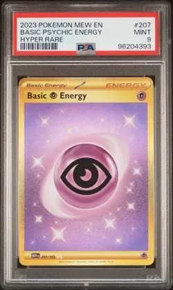 2023 POKEMON MEW EN-151 HYPER RARE #207 BASIC PSYCHIC ENERGY PSA 9 - Image 1