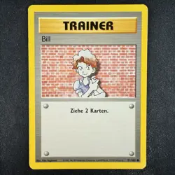 Pokemon TCG Bill 91/102 Base Set Unlimited Common WOTC German Card - Image 1
