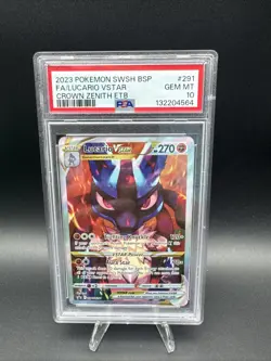 2023 Pokemon TCG Lucario VSTAR SWSH291 Crown Zenith ETB Promo Card PSA 10 GEM MT - Image 1