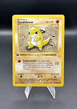 1999 Pokemon Base Set 1st Edition Shadowless #62 Sandshrew - Image 1