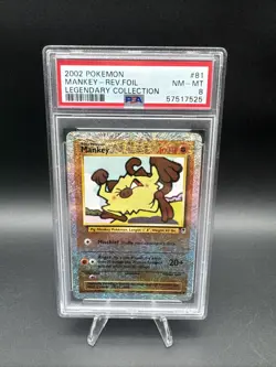 2002 POKEMON LEGENDARY COLLECTION #81 MANKEY-REVERSE FOIL PSA 8 - Image 1