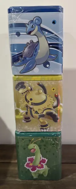 Set of 3 Factory Sealed 2022 Pokemon TCG Stacking TinLightning / Grass / Waterx2 - Image 1