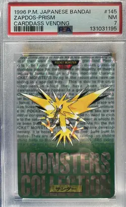 1996 PSA 7 NM Zapdos File No. 145 Japanese Pocket Monsters Carddass Green Prism - Image 1