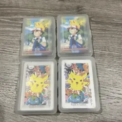 (4) 1999 Pokemon deck of 52 playing cards w/ Jokers & Plastic Case Pikachu & Ash - Image 1
