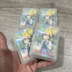 (4) 1999 Pokemon deck of 52 playing cards w/ Jokers & Plastic Case Pikachu & Ash - Image 2